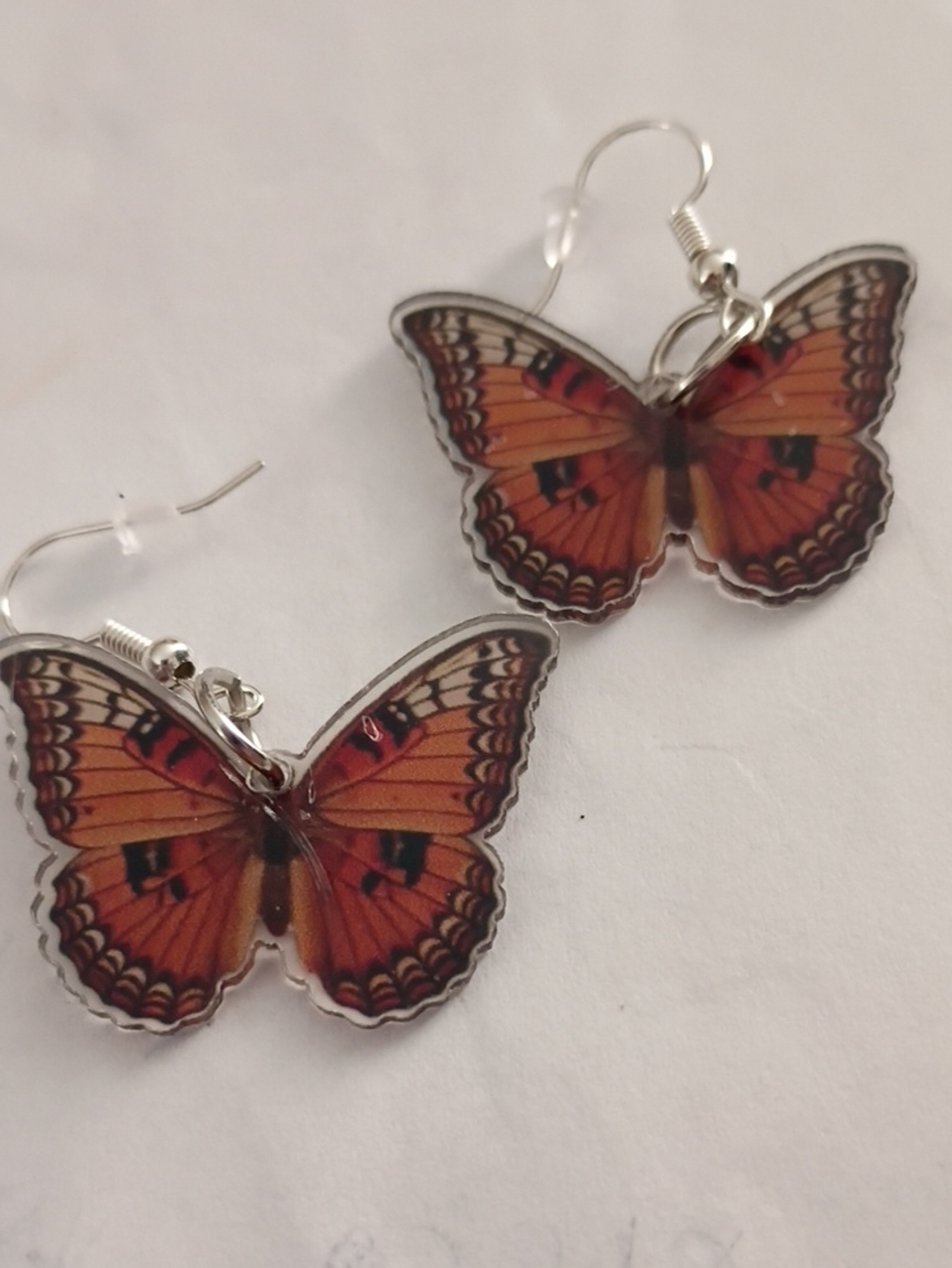 Orange Butterfly Drop Earrings — Lightweight Women’s Jewelry